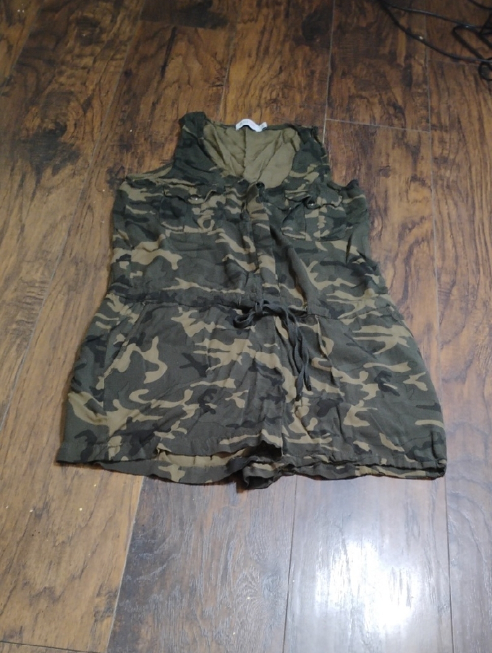 Girls' Camouflage Sleeveless One-Piece Romper - Olive Camo